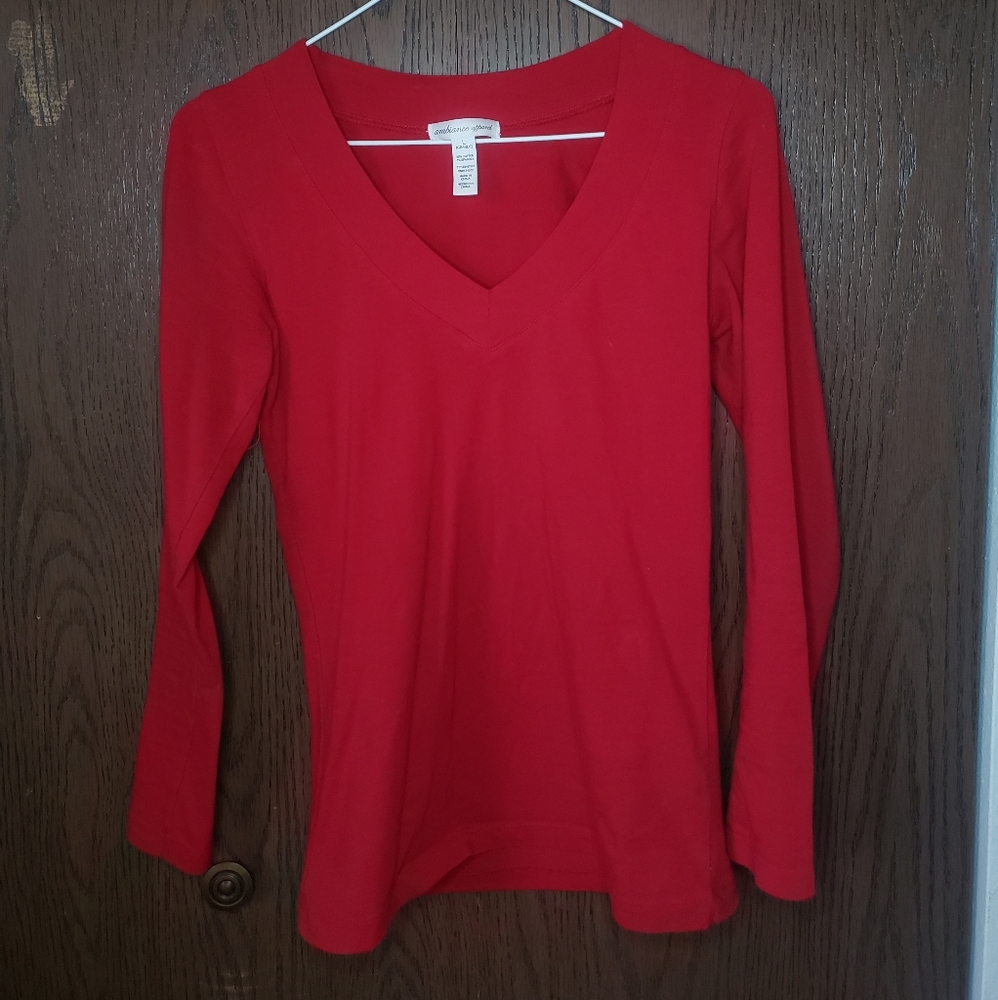 Ambiance apparel red long sleeve shirt